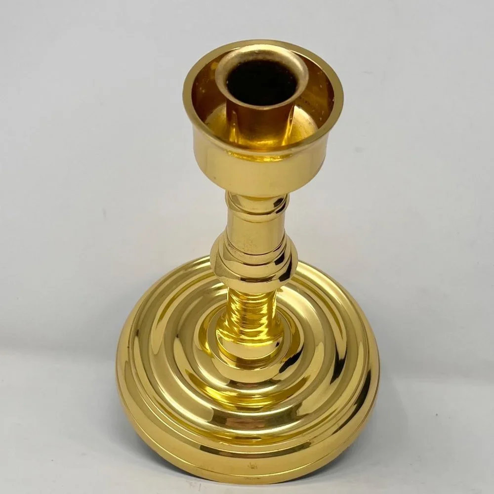Candlestick / Candleholder Solid‎ Brass 7.25 Tall 5.25” Diameter Base